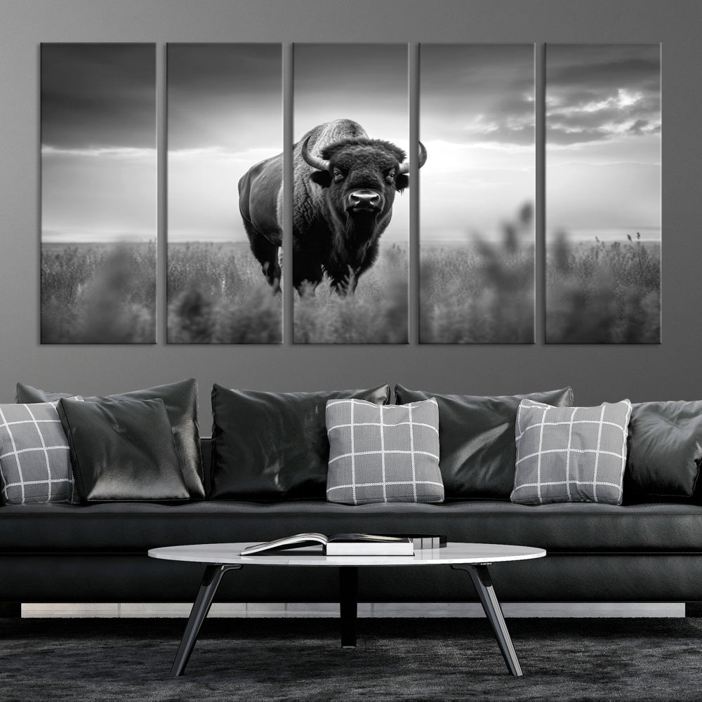 Bison Cow Canvas Wall Art Farmhouse Decor Buffalo Print Rustic Wall Decor Animals Painting Bison Wall Art