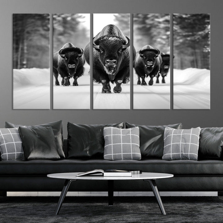 Bison Cow Canvas Wall Art Farmhouse Decor Buffalo Print Rustic Wall Decor Animals Painting Bison Wall Art