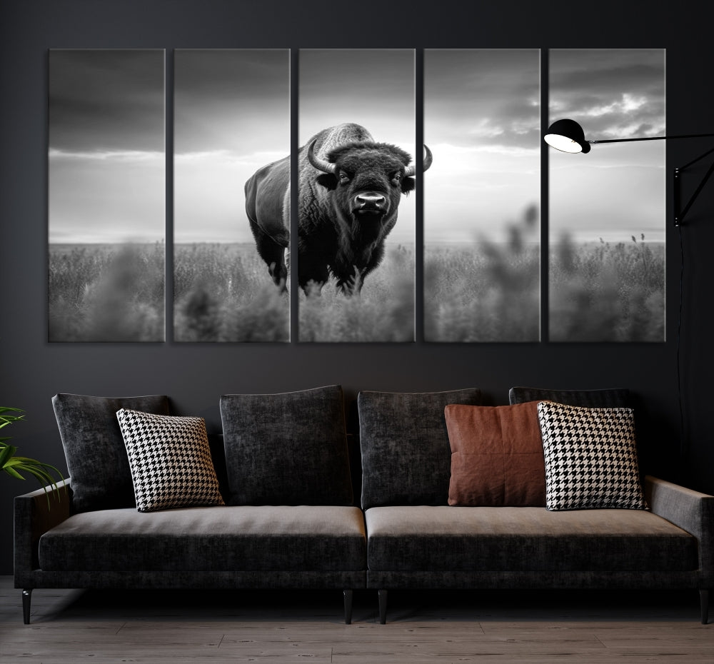 Bison Cow Canvas Wall Art Farmhouse Decor Buffalo Print Rustic Wall Decor Animals Painting Bison Wall Art