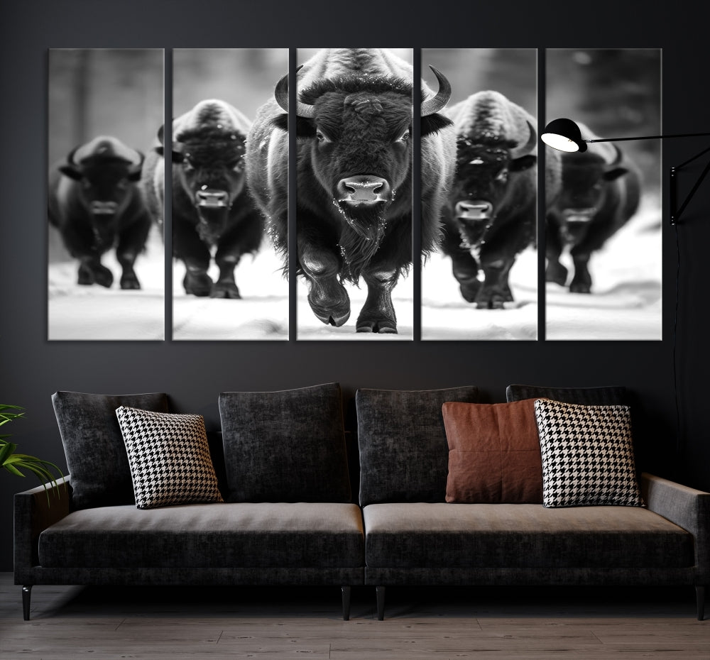 Bison Cow Canvas Wall Art Farmhouse Decor Buffalo Print Rustic Wall Decor Animals Painting Bison Wall Art