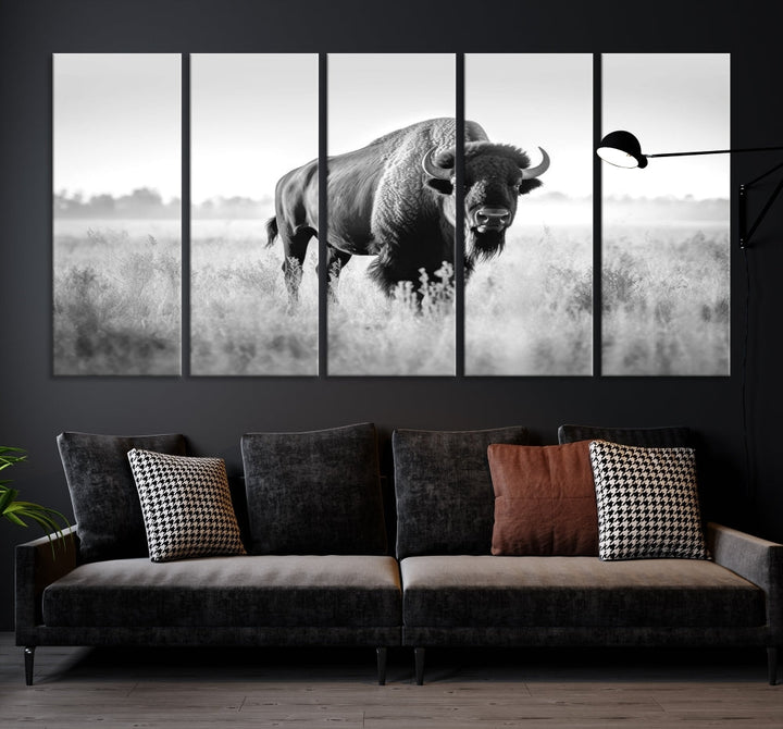 Bison Cow Canvas Wall Art Farmhouse Decor Buffalo Print Rustic Wall Decor Animals Painting Bison Wall Art