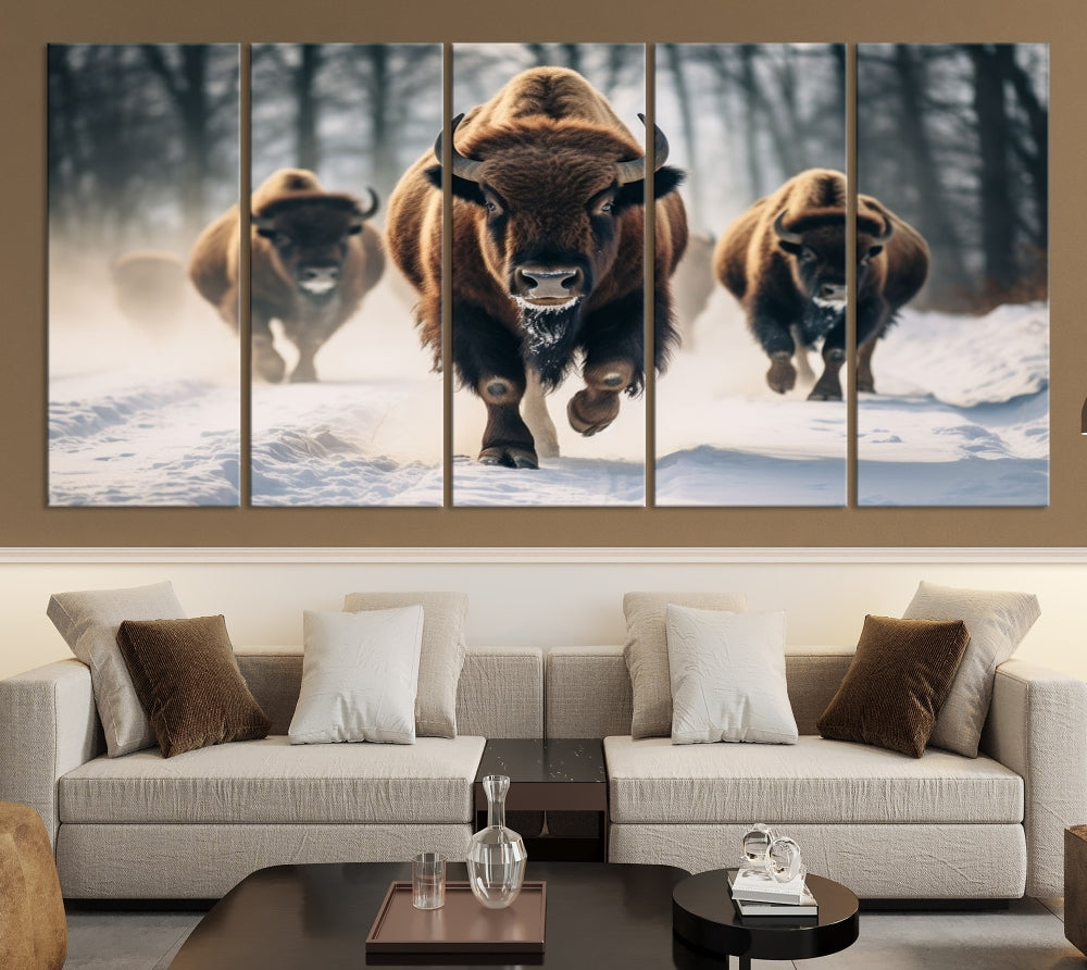 Bison Cow Canvas Wall Art Farmhouse Decor Buffalo Print Rustic Wall Decor Animals Painting Bison Wall Art