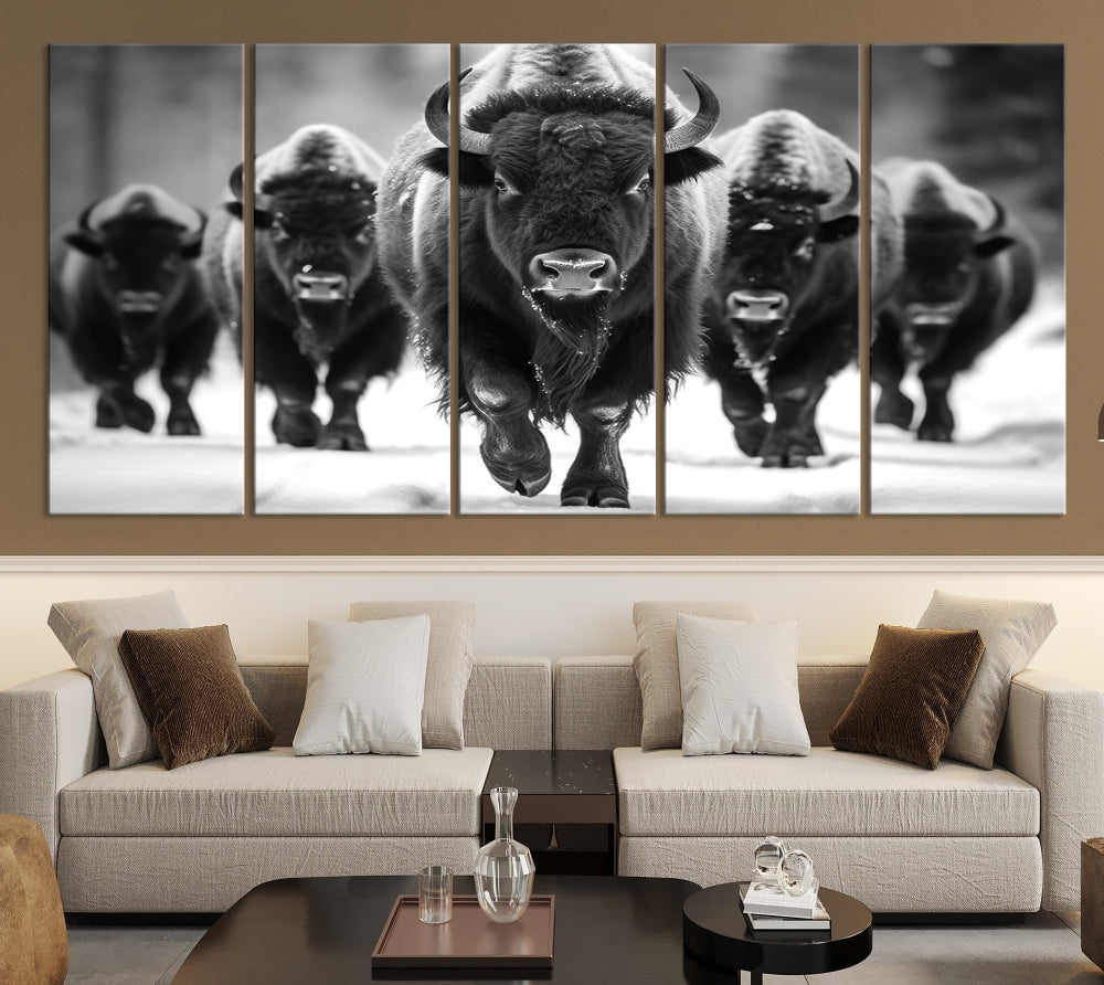 Bison Cow Canvas Wall Art Farmhouse Decor Buffalo Print Rustic Wall Decor Animals Painting Bison Wall Art