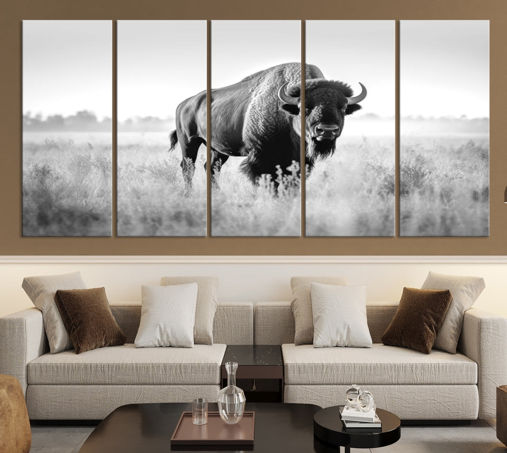 Bison Cow Canvas Wall Art Farmhouse Decor Buffalo Print Rustic Wall Decor Animals Painting Bison Wall Art