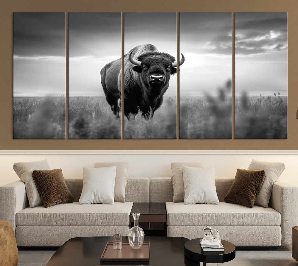 Bison Cow Canvas Wall Art Farmhouse Decor Buffalo Print Rustic Wall Decor Animals Painting Bison Wall Art