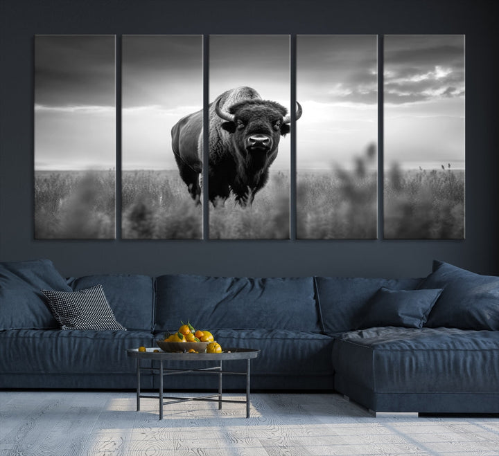 Bison Cow Canvas Wall Art Farmhouse Decor Buffalo Print Rustic Wall Decor Animals Painting Bison Wall Art