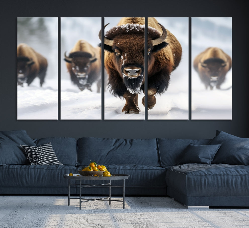 Bison Cow Canvas Wall Art Farmhouse Decor Buffalo Print Rustic Wall Decor Animals Painting Bison Wall Art