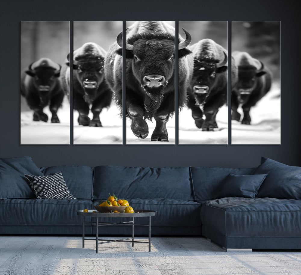 Bison Cow Canvas Wall Art Farmhouse Decor Buffalo Print Rustic Wall Decor Animals Painting Bison Wall Art