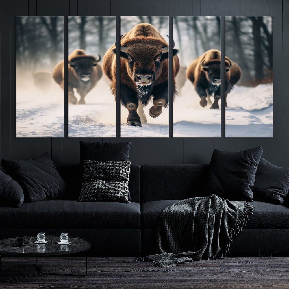 Bison Cow Canvas Wall Art Farmhouse Decor Buffalo Print Rustic Wall Decor Animals Painting Bison Wall Art