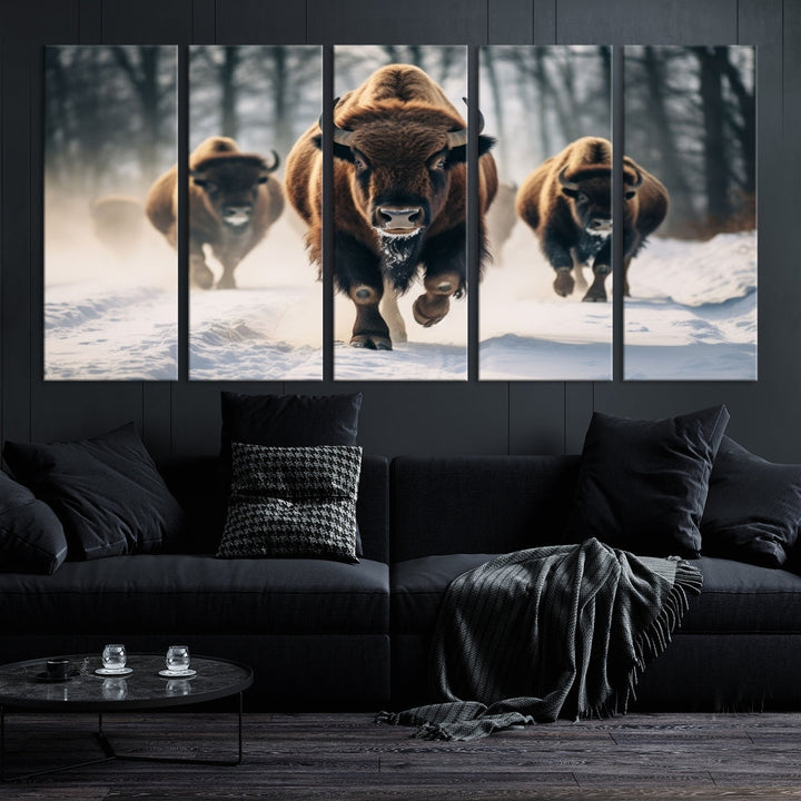 Bison Cow Canvas Wall Art Farmhouse Decor Buffalo Print Rustic Wall Decor Animals Painting Bison Wall Art