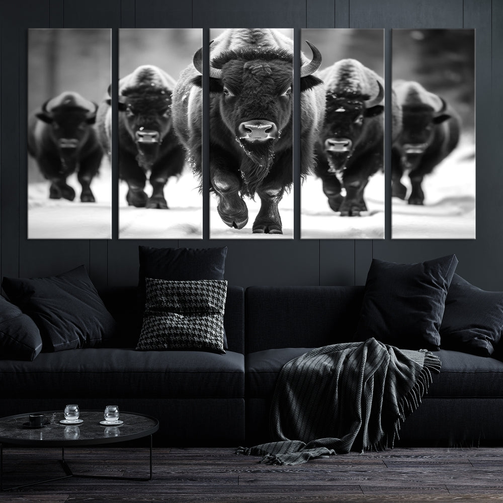 Bison Cow Canvas Wall Art Farmhouse Decor Buffalo Print Rustic Wall Decor Animals Painting Bison Wall Art