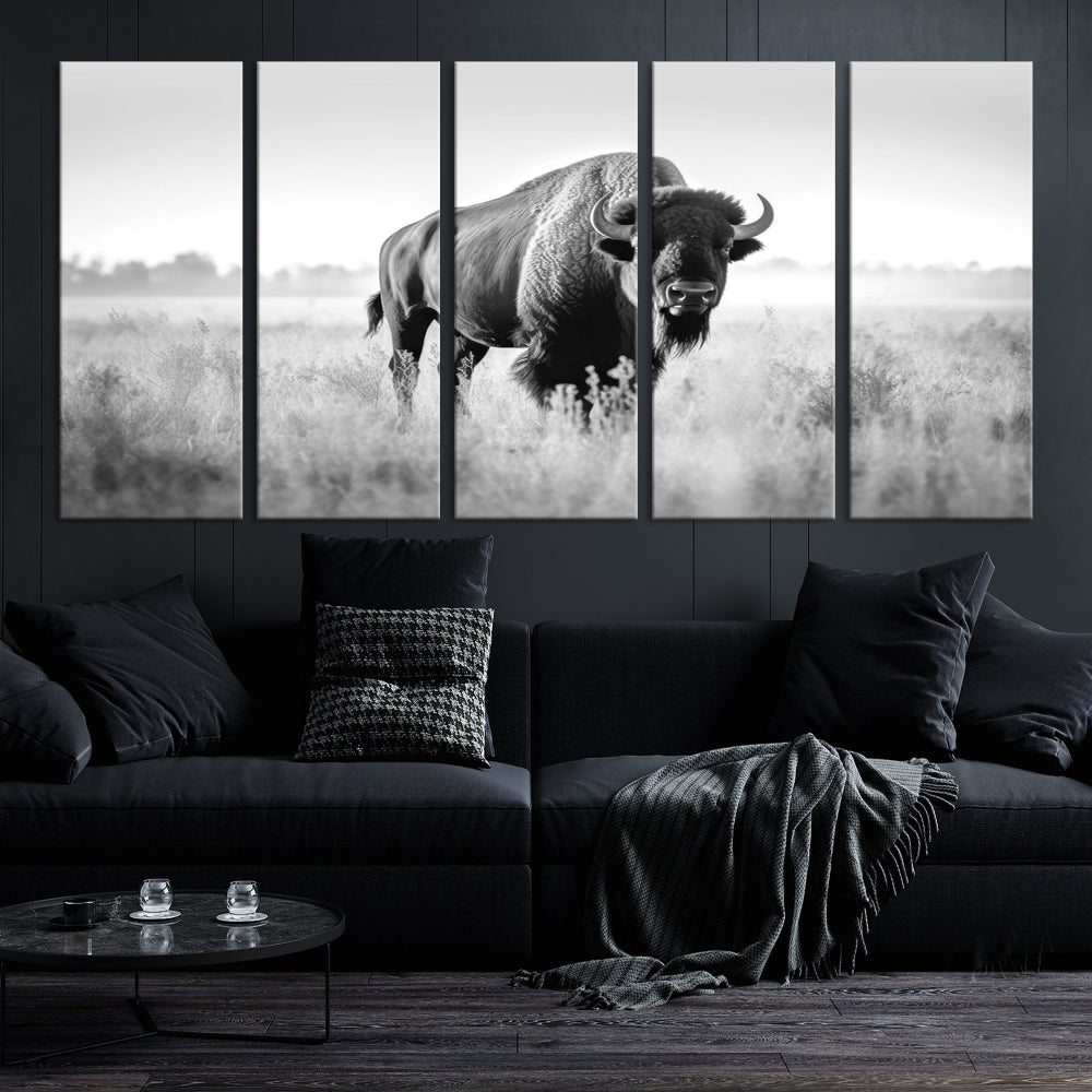 Bison Cow Canvas Wall Art Farmhouse Decor Buffalo Print Rustic Wall Decor Animals Painting Bison Wall Art