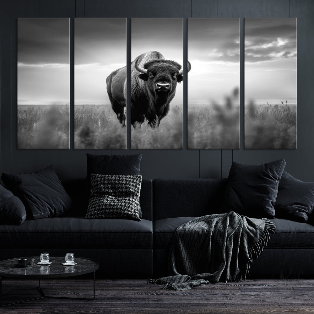 Bison Cow Canvas Wall Art Farmhouse Decor Buffalo Print Rustic Wall Decor Animals Painting Bison Wall Art