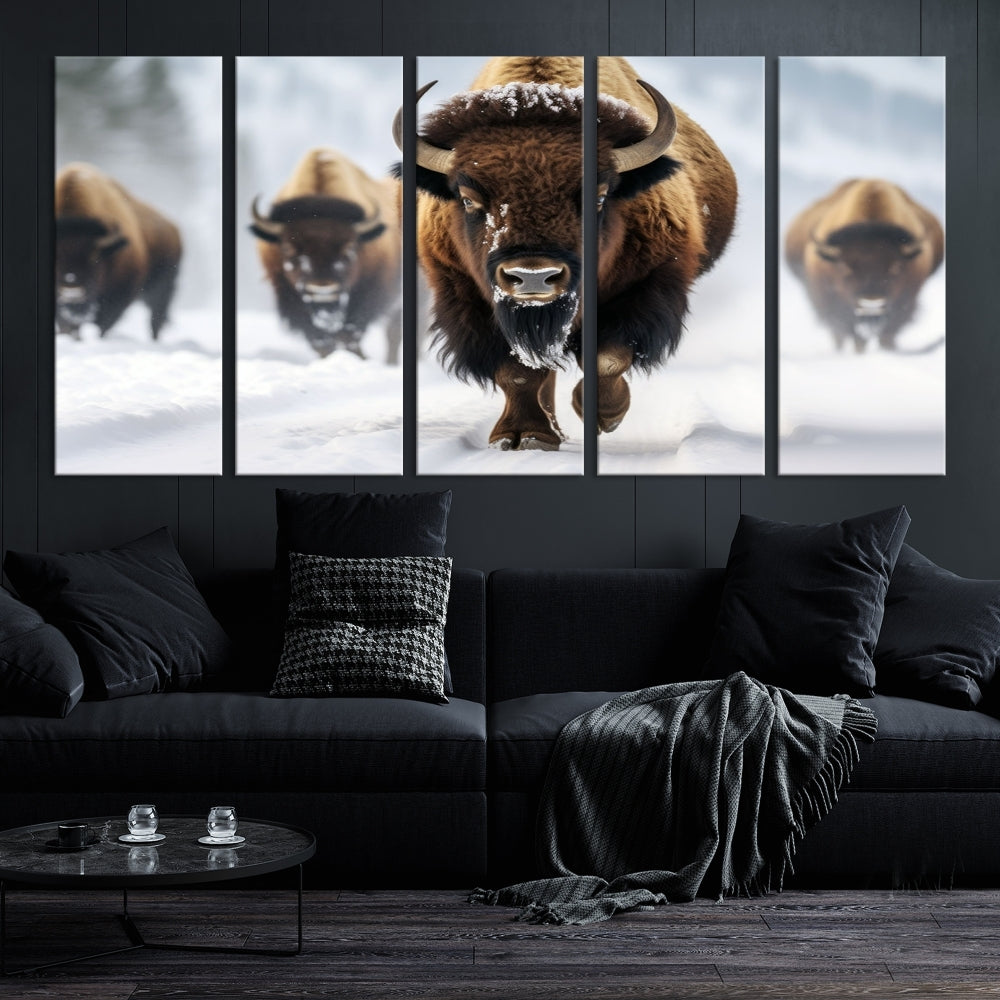 Bison Cow Canvas Wall Art Farmhouse Decor Buffalo Print Rustic Wall Decor Animals Painting Bison Wall Art