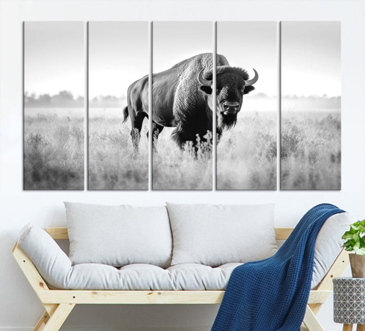 Bison Cow Canvas Wall Art Farmhouse Decor Buffalo Print Rustic Wall Decor Animals Painting Bison Wall Art