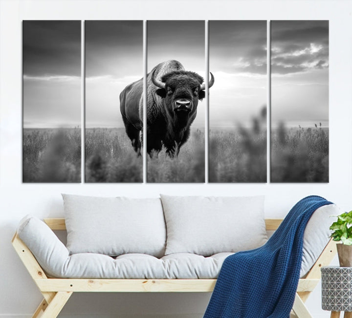 Bison Cow Canvas Wall Art Farmhouse Decor Buffalo Print Rustic Wall Decor Animals Painting Bison Wall Art