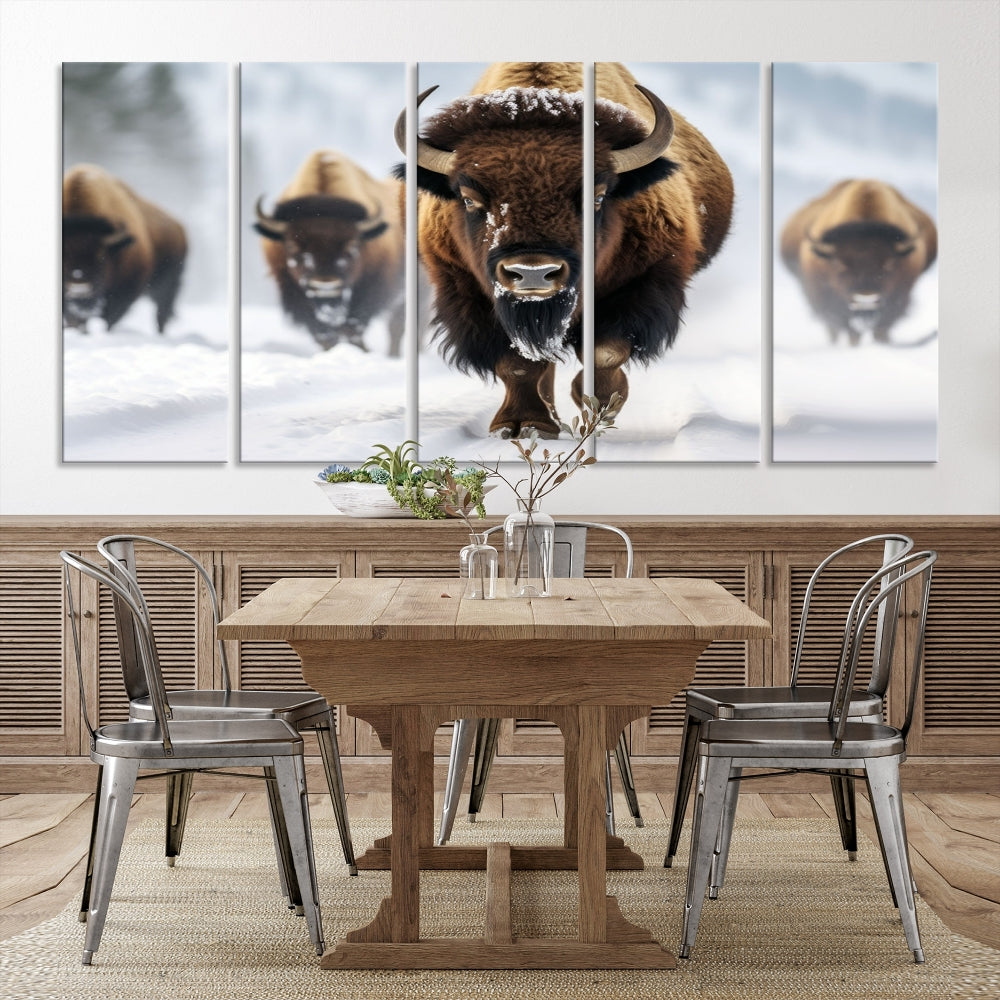 Bison Cow Canvas Wall Art Farmhouse Decor Buffalo Print Rustic Wall Decor Animals Painting Bison Wall Art