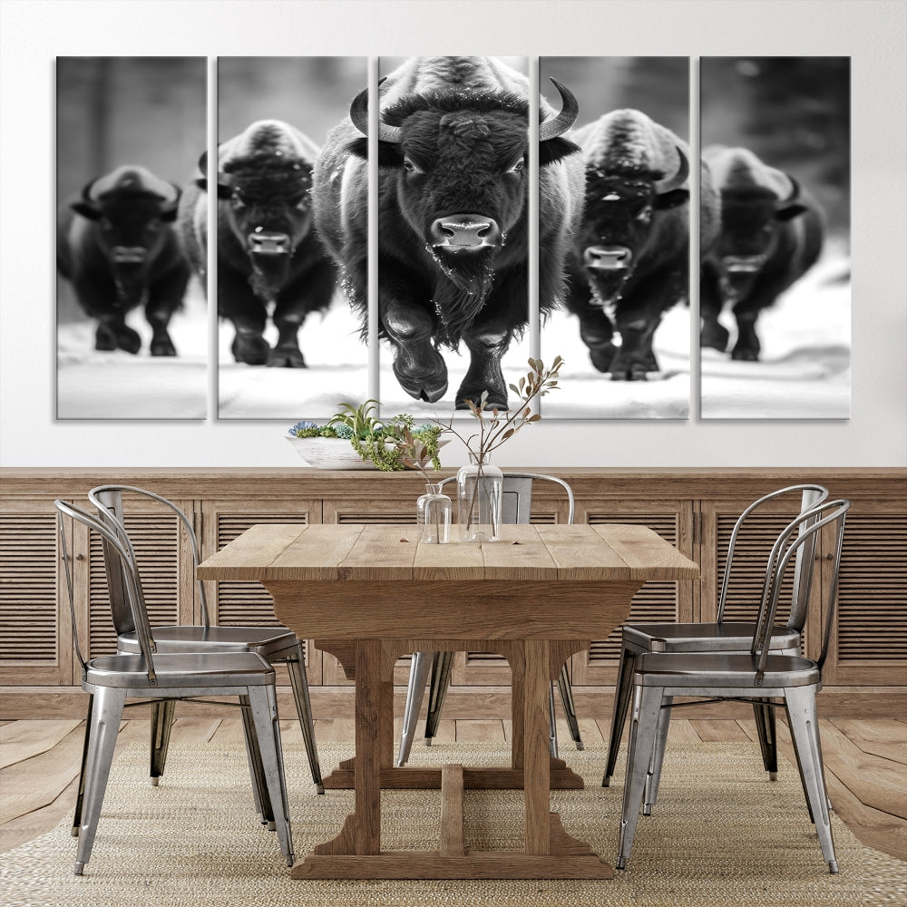 Bison Cow Canvas Wall Art Farmhouse Decor Buffalo Print Rustic Wall Decor Animals Painting Bison Wall Art