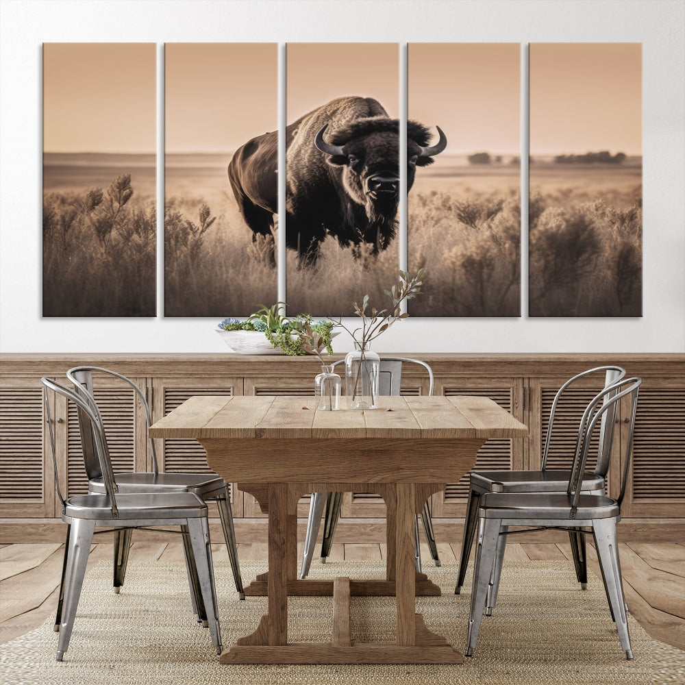 Bison Cow Canvas Wall Art Farmhouse Decor Buffalo Print Rustic Wall Decor Animals Painting Bison Wall Art