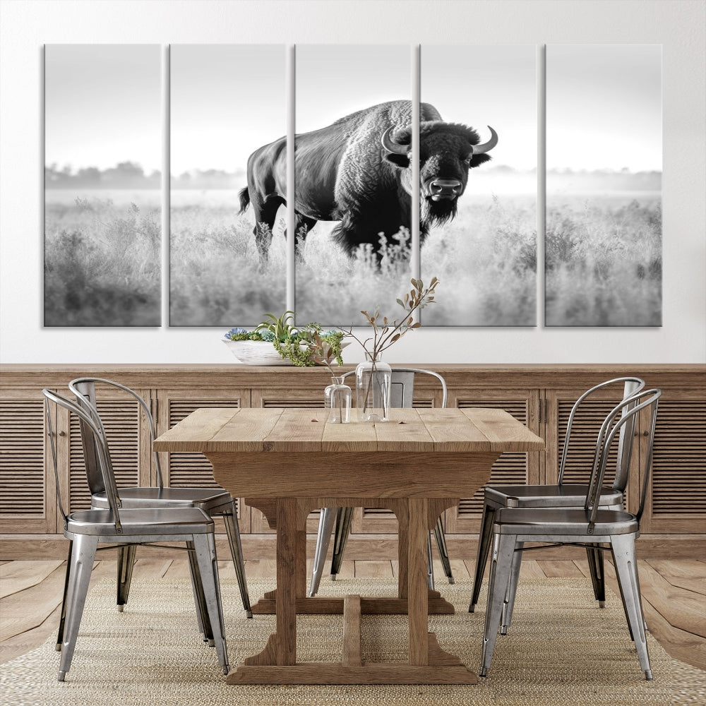 Bison Cow Canvas Wall Art Farmhouse Decor Buffalo Print Rustic Wall Decor Animals Painting Bison Wall Art