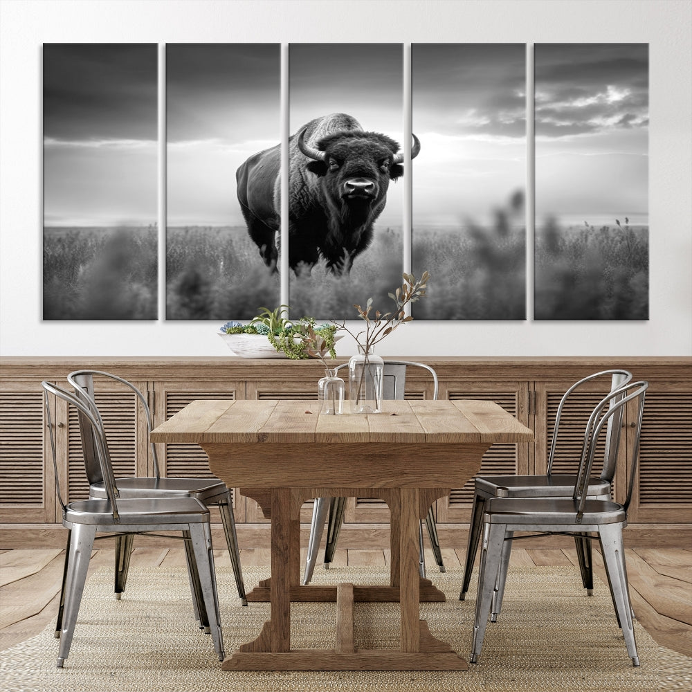 Bison Cow Canvas Wall Art Farmhouse Decor Buffalo Print Rustic Wall Decor Animals Painting Bison Wall Art