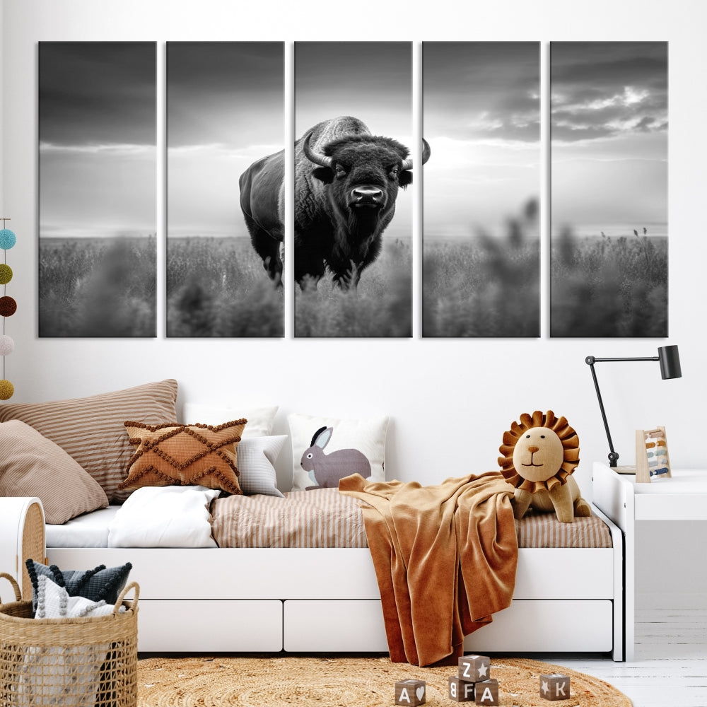 Bison Cow Canvas Wall Art Farmhouse Decor Buffalo Print Rustic Wall Decor Animals Painting Bison Wall Art