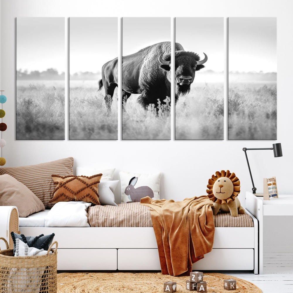 Bison Cow Canvas Wall Art Farmhouse Decor Buffalo Print Rustic Wall Decor Animals Painting Bison Wall Art