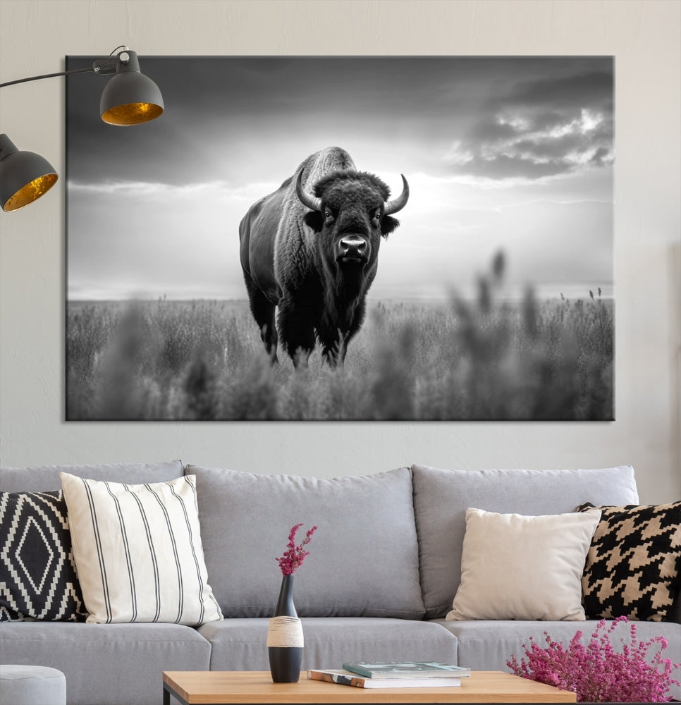 Bison Cow Canvas Wall Art Farmhouse Decor Buffalo Print Rustic Wall Decor Animals Painting Bison Wall Art