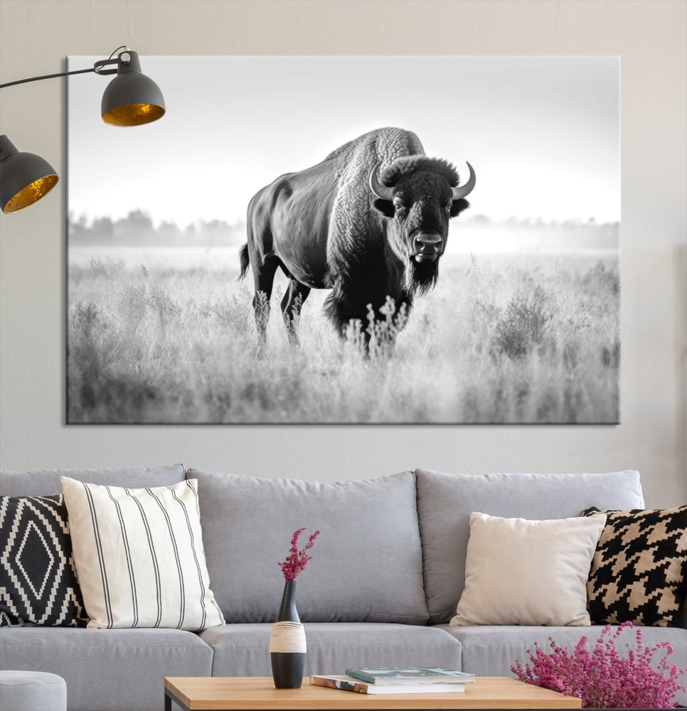 Bison Cow Canvas Wall Art Farmhouse Decor Buffalo Print Rustic Wall Decor Animals Painting Bison Wall Art