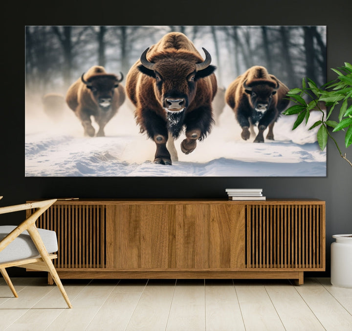 Bison Cow Canvas Wall Art Farmhouse Decor Buffalo Print Rustic Wall Decor Animals Painting Bison Wall Art