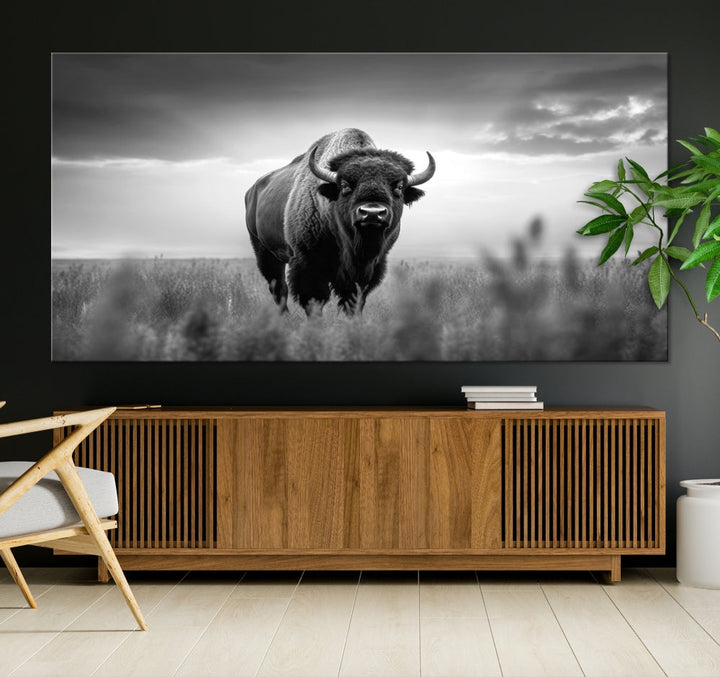 Bison Cow Canvas Wall Art Farmhouse Decor Buffalo Print Rustic Wall Decor Animals Painting Bison Wall Art