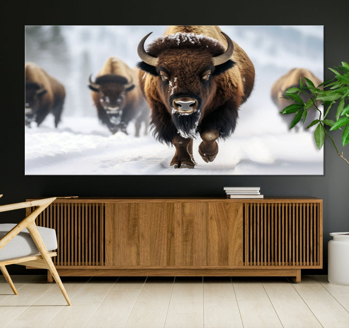 Bison Cow Canvas Wall Art Farmhouse Decor Buffalo Print Rustic Wall Decor Animals Painting Bison Wall Art