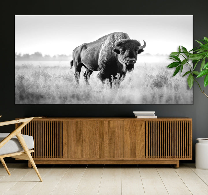 Bison Cow Canvas Wall Art Farmhouse Decor Buffalo Print Rustic Wall Decor Animals Painting Bison Wall Art