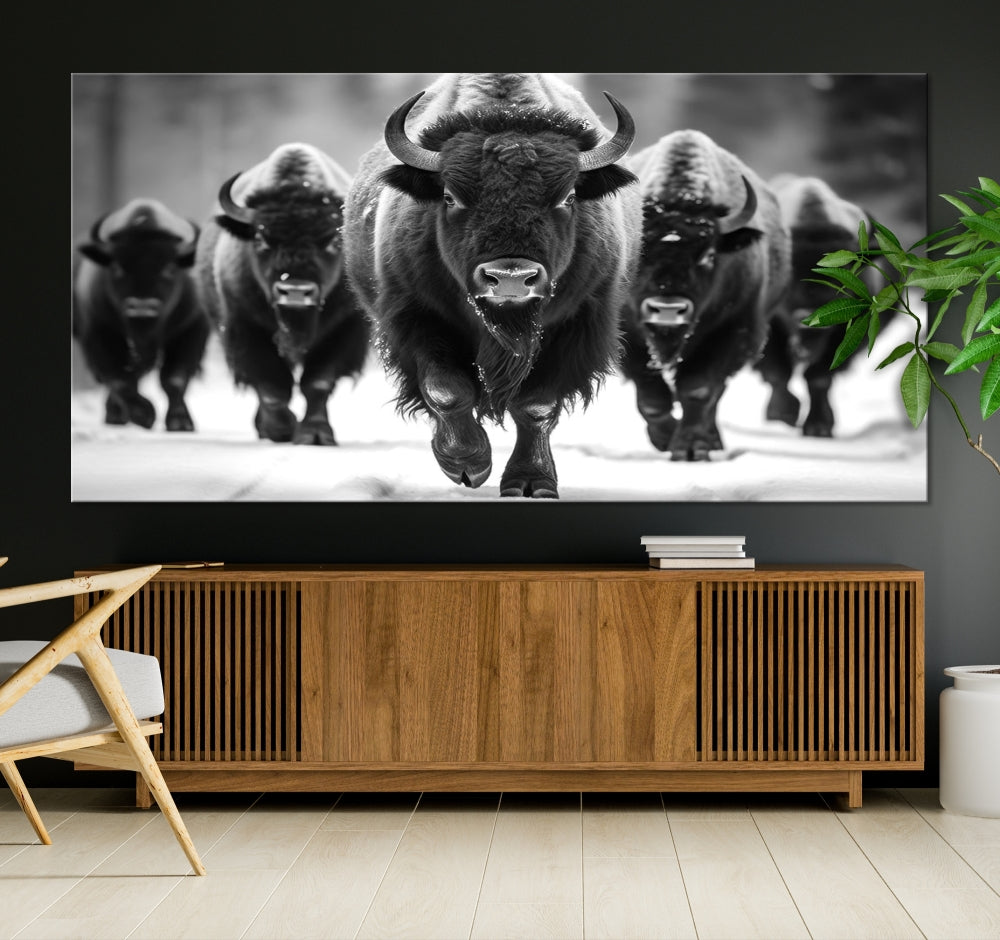 Bison Cow Canvas Wall Art Farmhouse Decor Buffalo Print Rustic Wall Decor Animals Painting Bison Wall Art