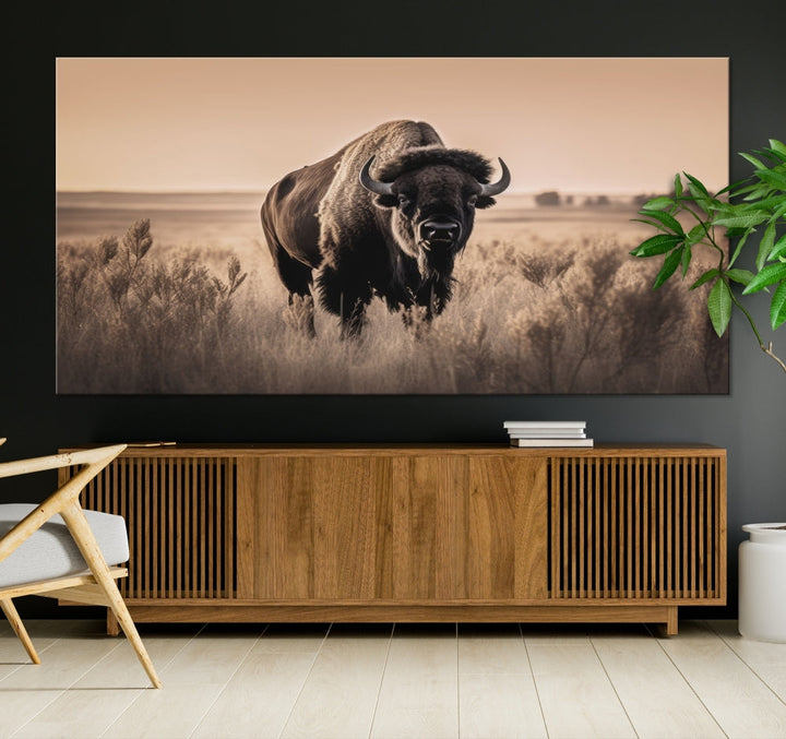 Bison Cow Canvas Wall Art Farmhouse Decor Buffalo Print Rustic Wall Decor Animals Painting Bison Wall Art