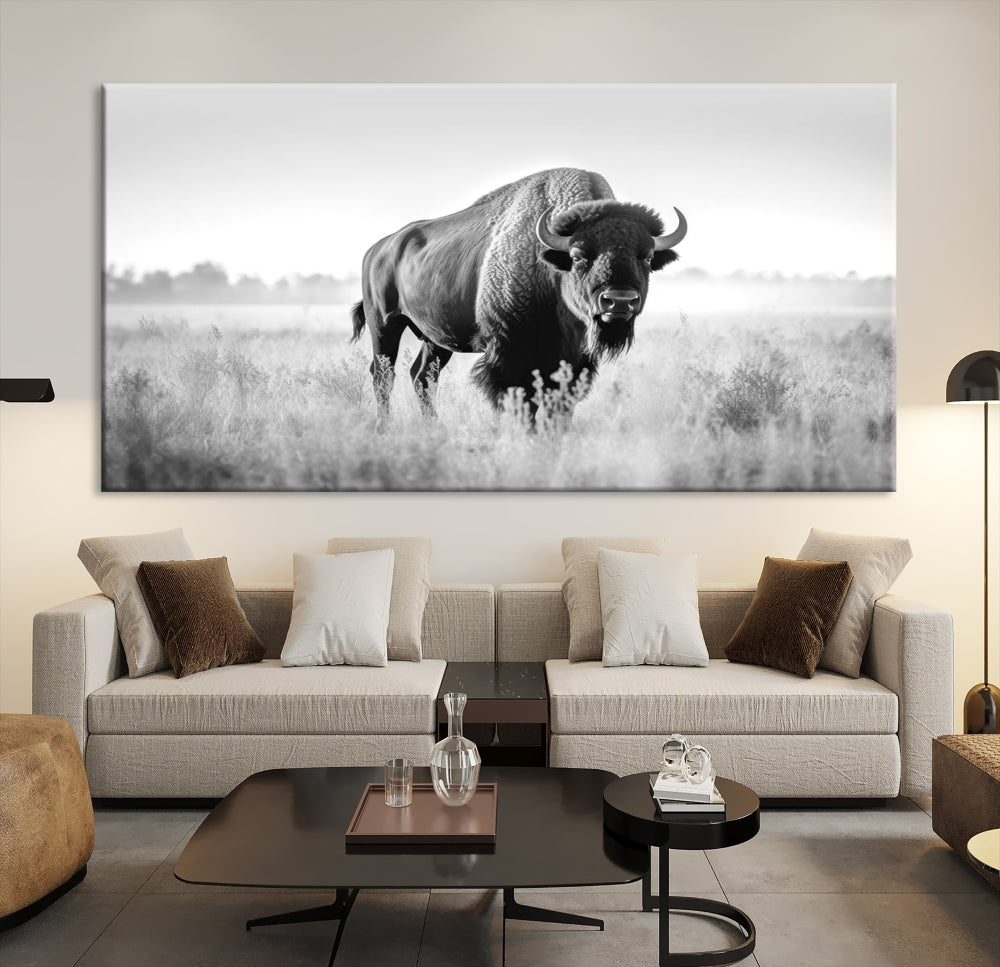 Bison Cow Canvas Wall Art Farmhouse Decor Buffalo Print Rustic Wall Decor Animals Painting Bison Wall Art