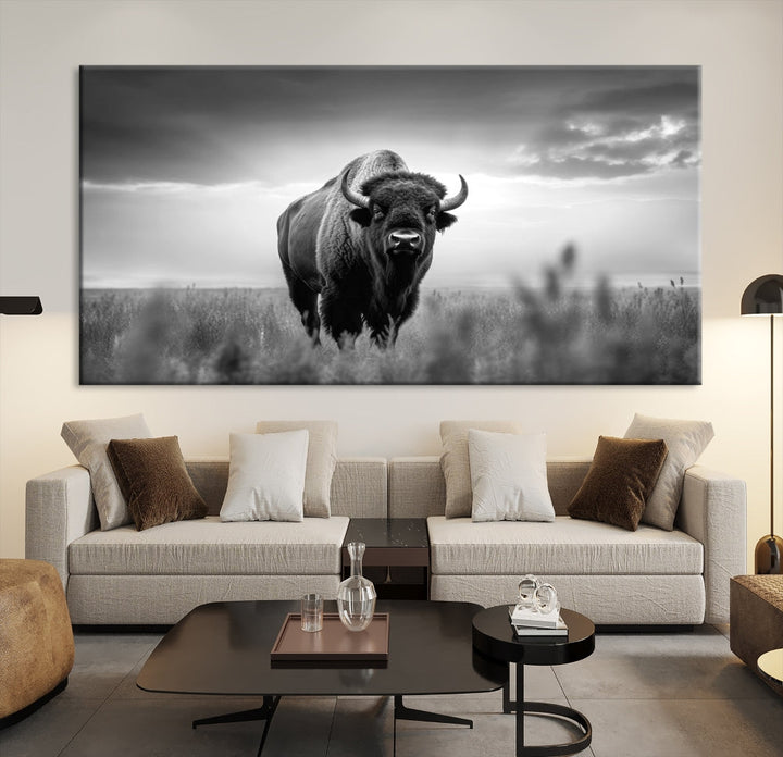 Bison Cow Canvas Wall Art Farmhouse Decor Buffalo Print Rustic Wall Decor Animals Painting Bison Wall Art