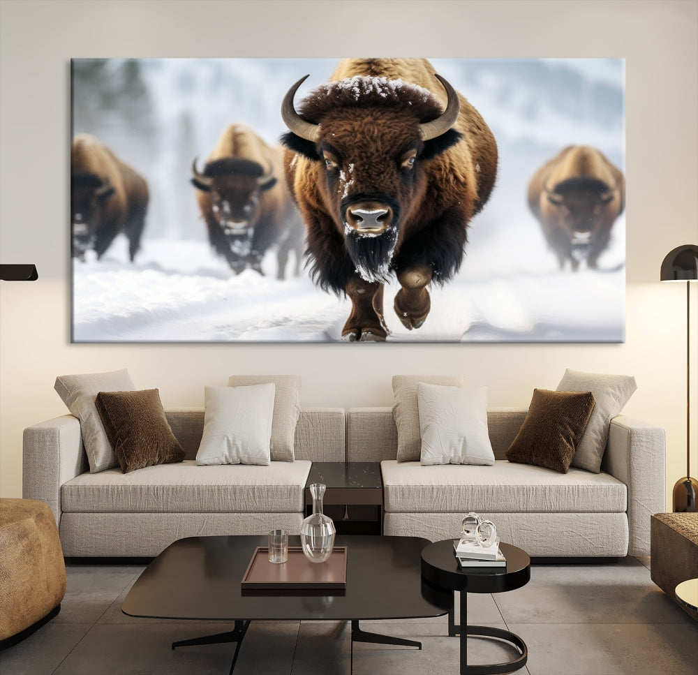 Bison Cow Canvas Wall Art Farmhouse Decor Buffalo Print Rustic Wall Decor Animals Painting Bison Wall Art