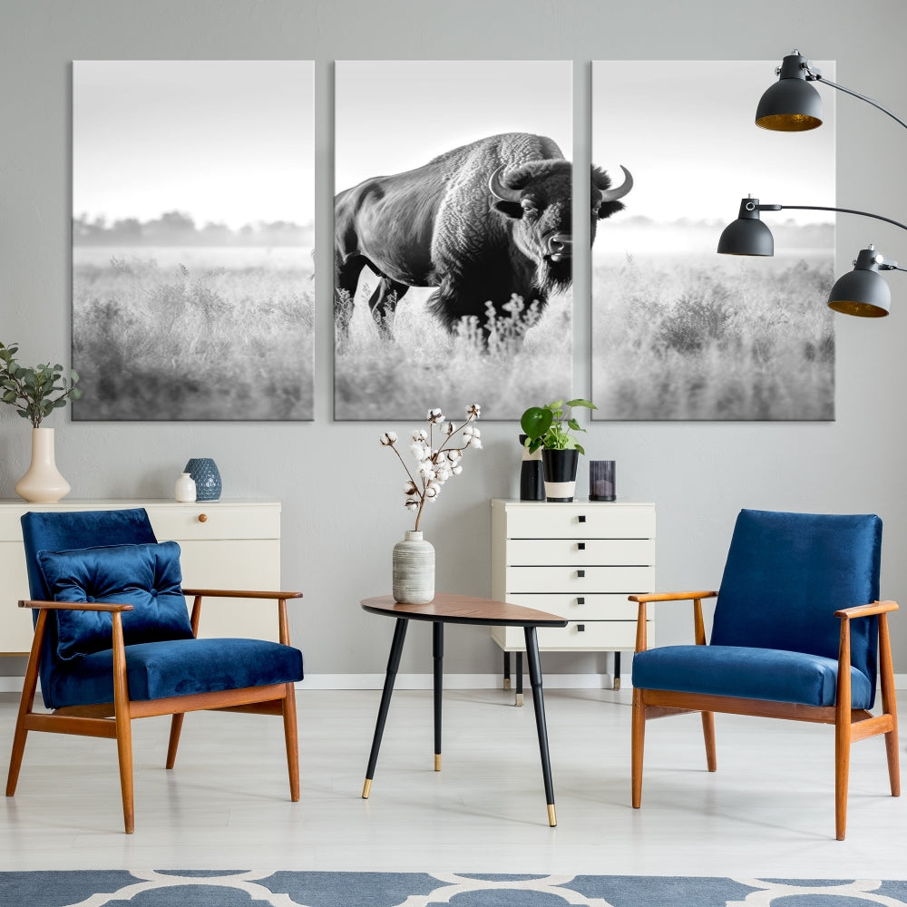 Bison Cow Canvas Wall Art Farmhouse Decor Buffalo Print Rustic Wall Decor Animals Painting Bison Wall Art