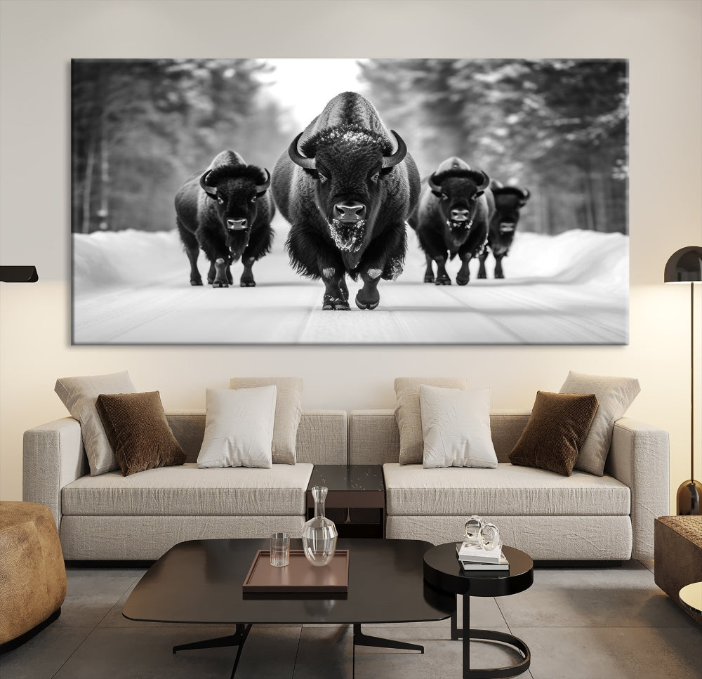 Bison Cow Canvas Wall Art Farmhouse Decor Buffalo Print Rustic Wall Decor Animals Painting Bison Wall Art