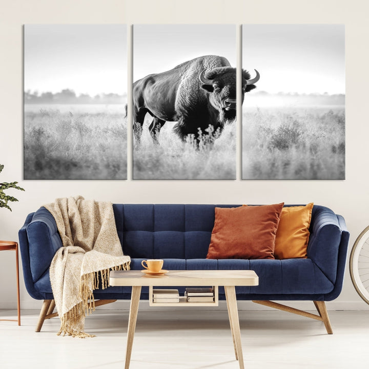 Bison Cow Canvas Wall Art Farmhouse Decor Buffalo Print Rustic Wall Decor Animals Painting Bison Wall Art