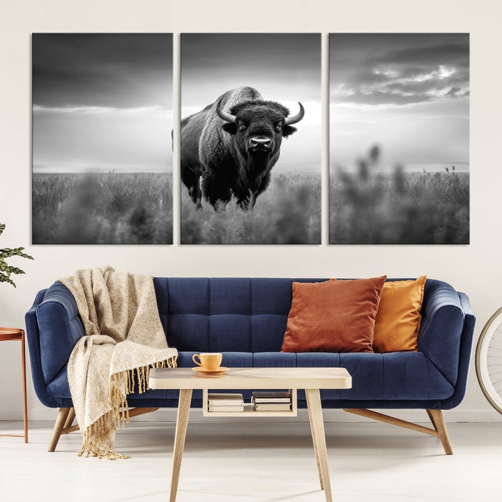 Bison Cow Canvas Wall Art Farmhouse Decor Buffalo Print Rustic Wall Decor Animals Painting Bison Wall Art