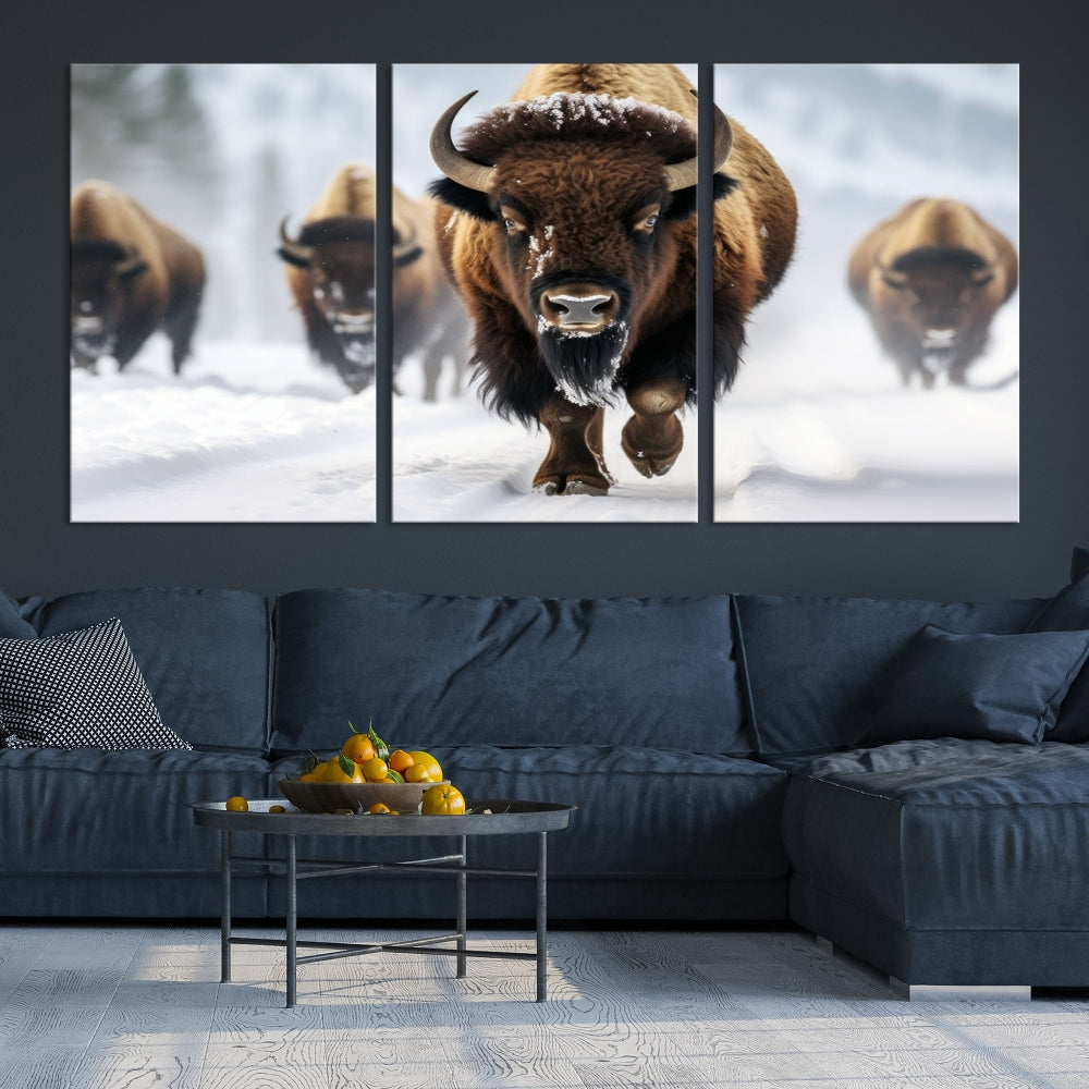 Bison Cow Canvas Wall Art Farmhouse Decor Buffalo Print Rustic Wall Decor Animals Painting Bison Wall Art