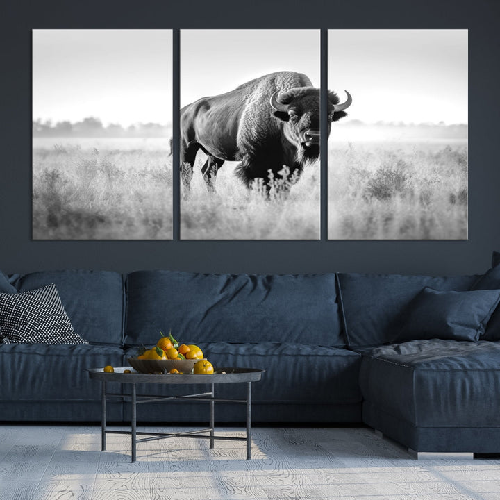 Bison Cow Canvas Wall Art Farmhouse Decor Buffalo Print Rustic Wall Decor Animals Painting Bison Wall Art