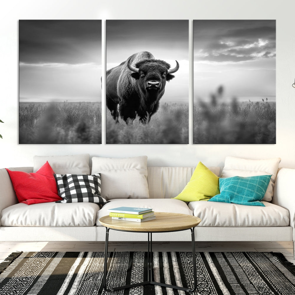 Bison Cow Canvas Wall Art Farmhouse Decor Buffalo Print Rustic Wall Decor Animals Painting Bison Wall Art