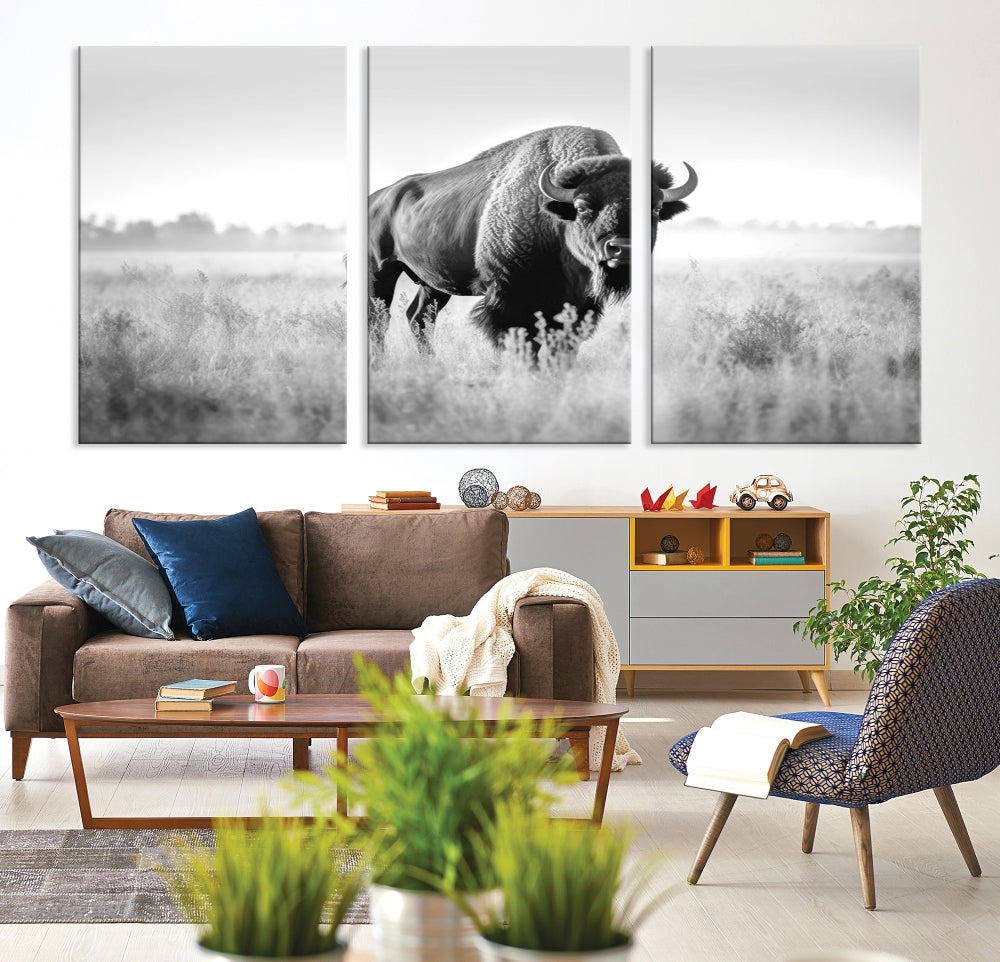 Bison Cow Canvas Wall Art Farmhouse Decor Buffalo Print Rustic Wall Decor Animals Painting Bison Wall Art