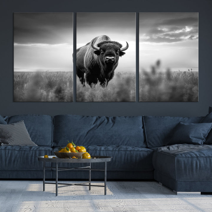 Bison Cow Canvas Wall Art Farmhouse Decor Buffalo Print Rustic Wall Decor Animals Painting Bison Wall Art