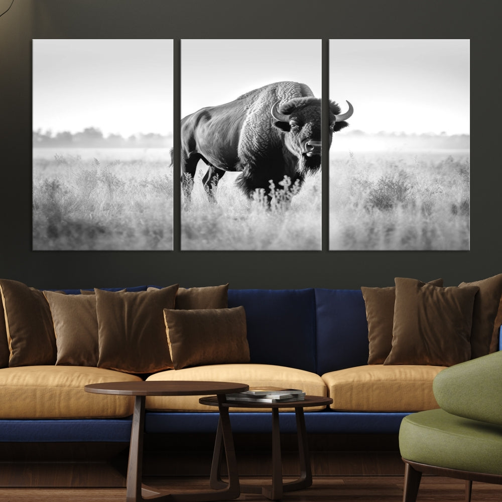 Bison Cow Canvas Wall Art Farmhouse Decor Buffalo Print Rustic Wall Decor Animals Painting Bison Wall Art