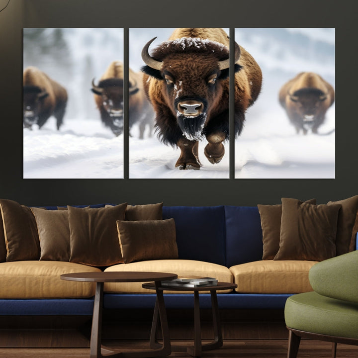 Bison Cow Canvas Wall Art Farmhouse Decor Buffalo Print Rustic Wall Decor Animals Painting Bison Wall Art