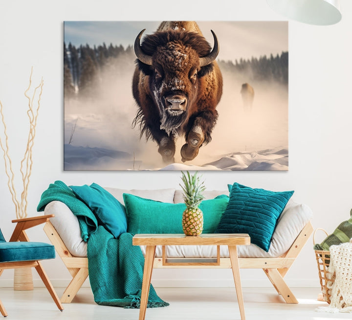 Bison Print Canvas Wall Art Wildlife Photography Printed Art